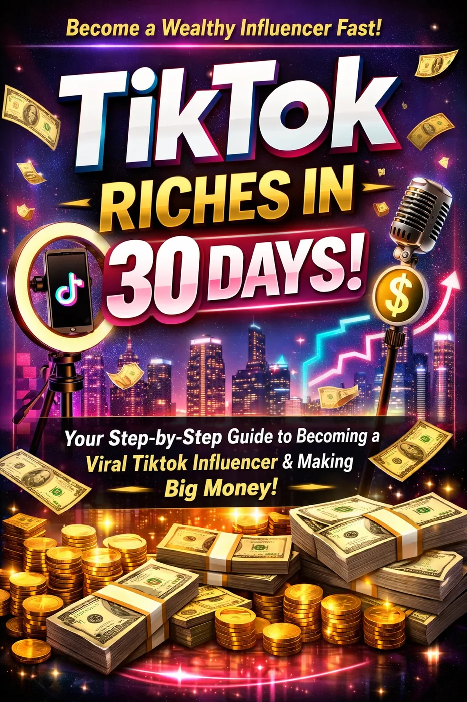 TikTok Riches in 30 Days promotional cover design